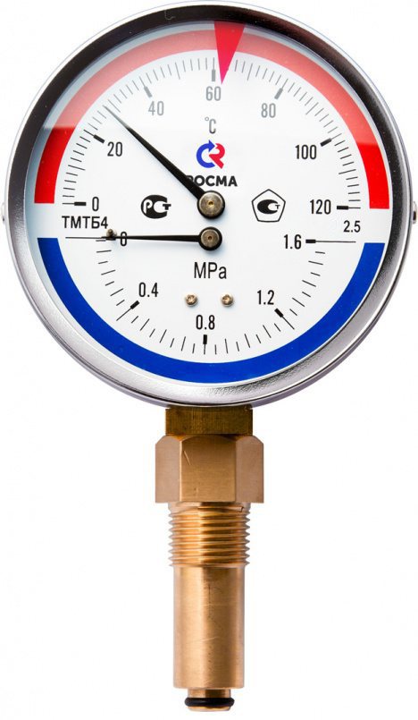 Термоманометр ТМТБ-41Р.3(0-120С)(0-1MPa)G1/2.100.2,5