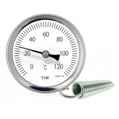 Термометр биметал накладной с пружиной 1/4"(0-120℃) TIM